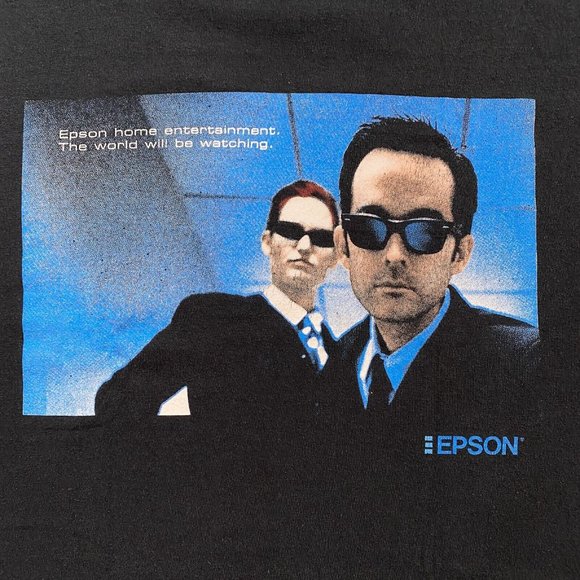 VINTAGE Epson Home Entertainment Shirt Adult Large Black The Matrix Parody 90s - Picture 4 of 11